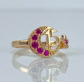 Anillo 15años media luna con circones Oro amarillo 18K | Talla 6 | 2,82 gr *