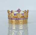 Anillo Corona 15años con nombre personalizado y circones Oro amarillo 18K |Talla 5 | 6,44 gr*