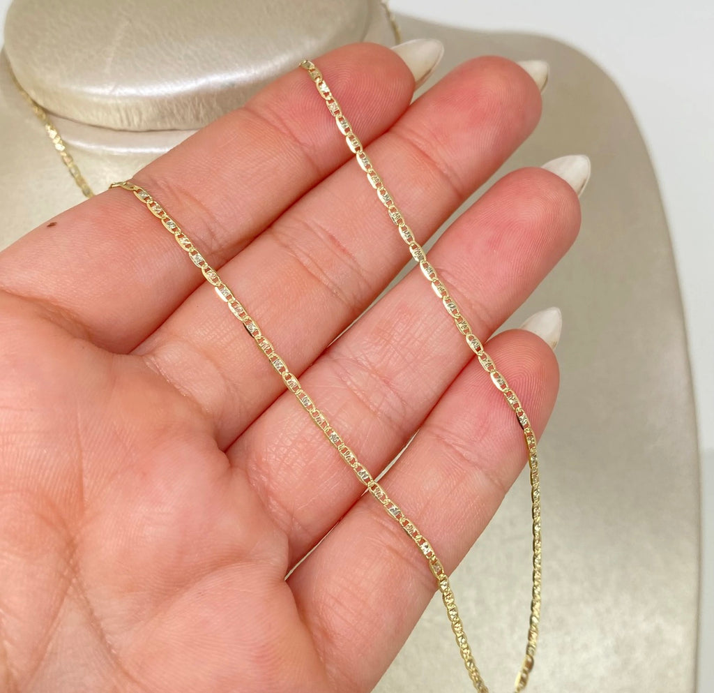 Cadena • Escalera plana diamantada tres oros 18K / 1,34 GR / 1,2 MM / 45 CM *