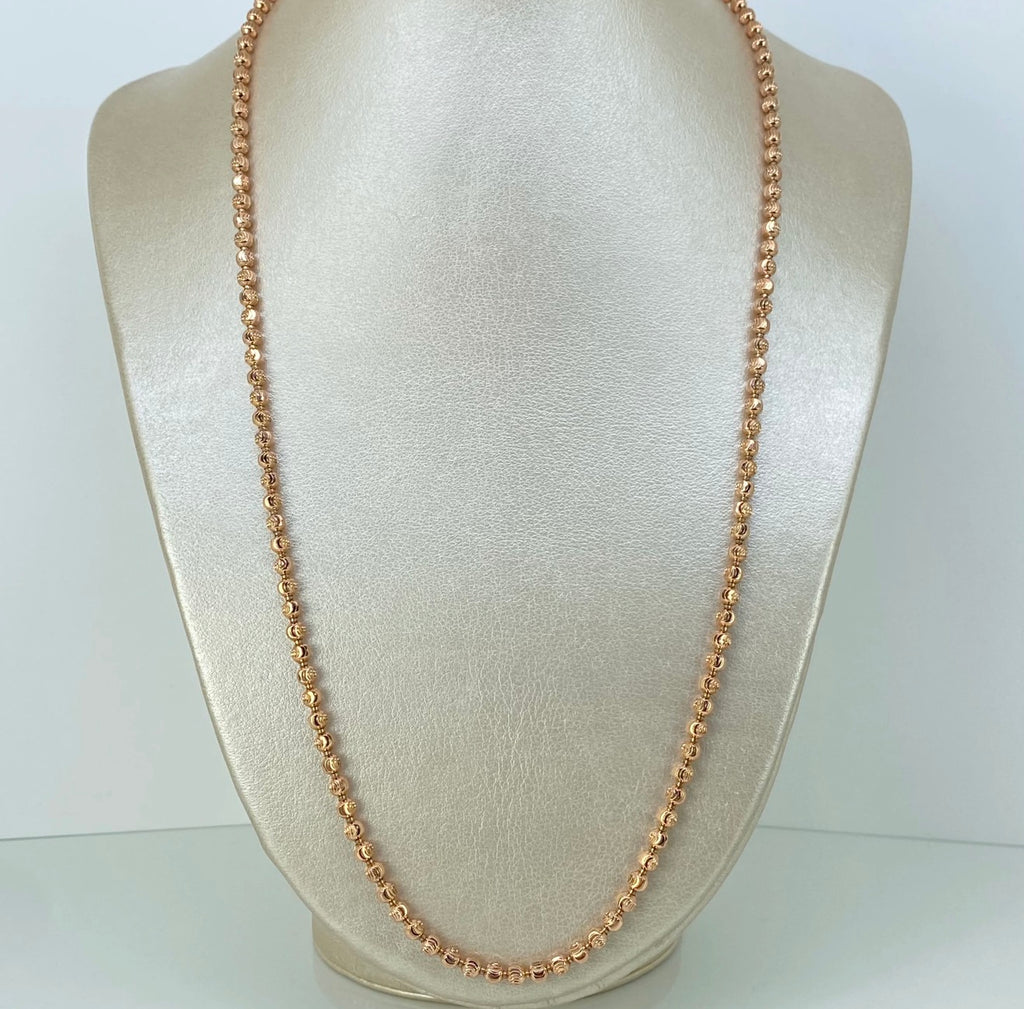 Cadena militar diamantada Oro rosa 18K +1 / 26,5 gr / 3.8 mm / 63 cm *