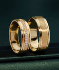Anillo argollas matrimoniales diamantadas con circones Oro amarillo 18K | Talla 6/12 | 13,9 gr *