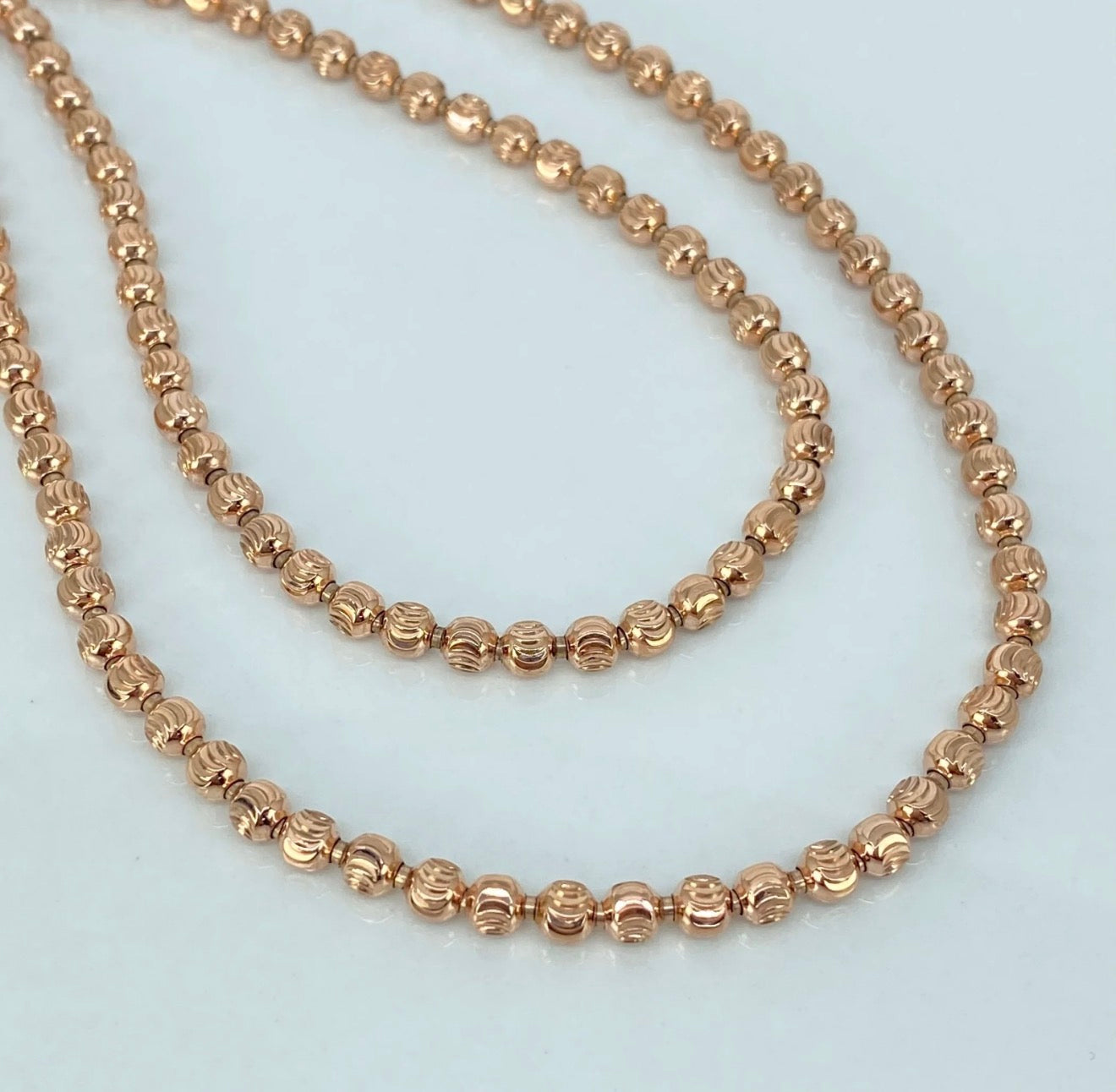 Cadena militar diamantada Oro rosa 18K +1 / 26,5 gr / 3.8 mm / 63 cm *