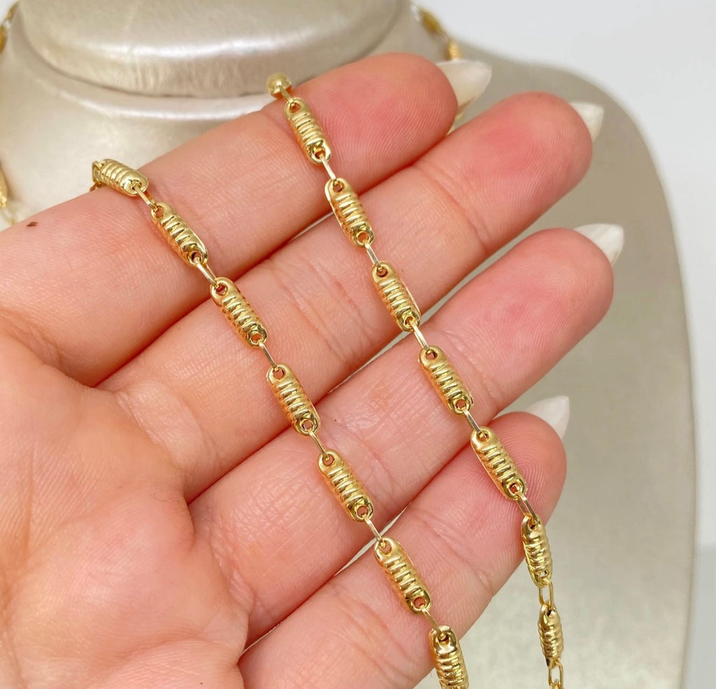 Cadena rústico eslabones diamantados Oro amarillo 18K 7,30GR / 3,3 MM / 60 CM *