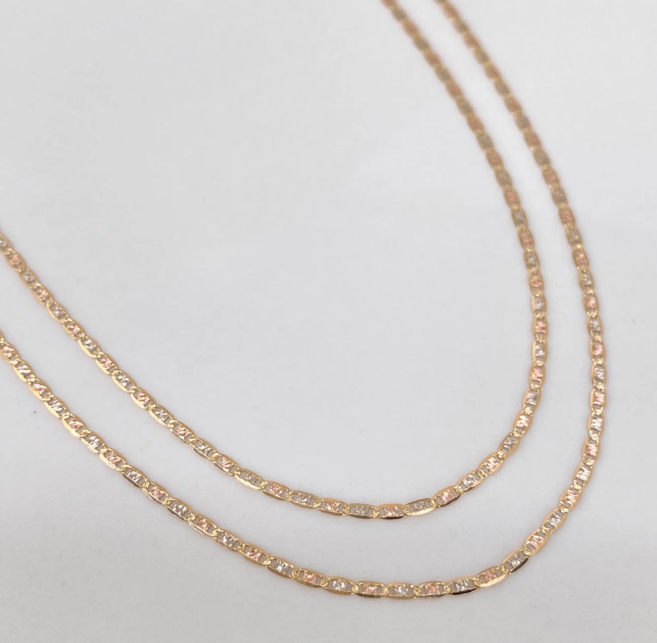 Cadena • Escalera plana diamantada tres oros 18K / 1,34 GR / 1,2 MM / 45 CM *