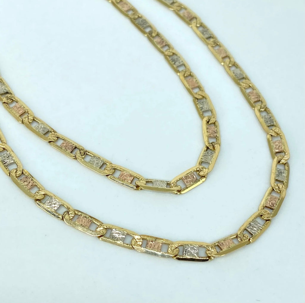 Cadena  ● Escalera plana diamantada  Tres Oros  18K 18,35gr  / 3,8 mm  / 60 cm *