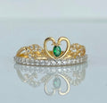 Anillo 15años corazón circones blancos / Oro amarillo y Oro blanco  18K / Talla 6 / 2,32 gr *